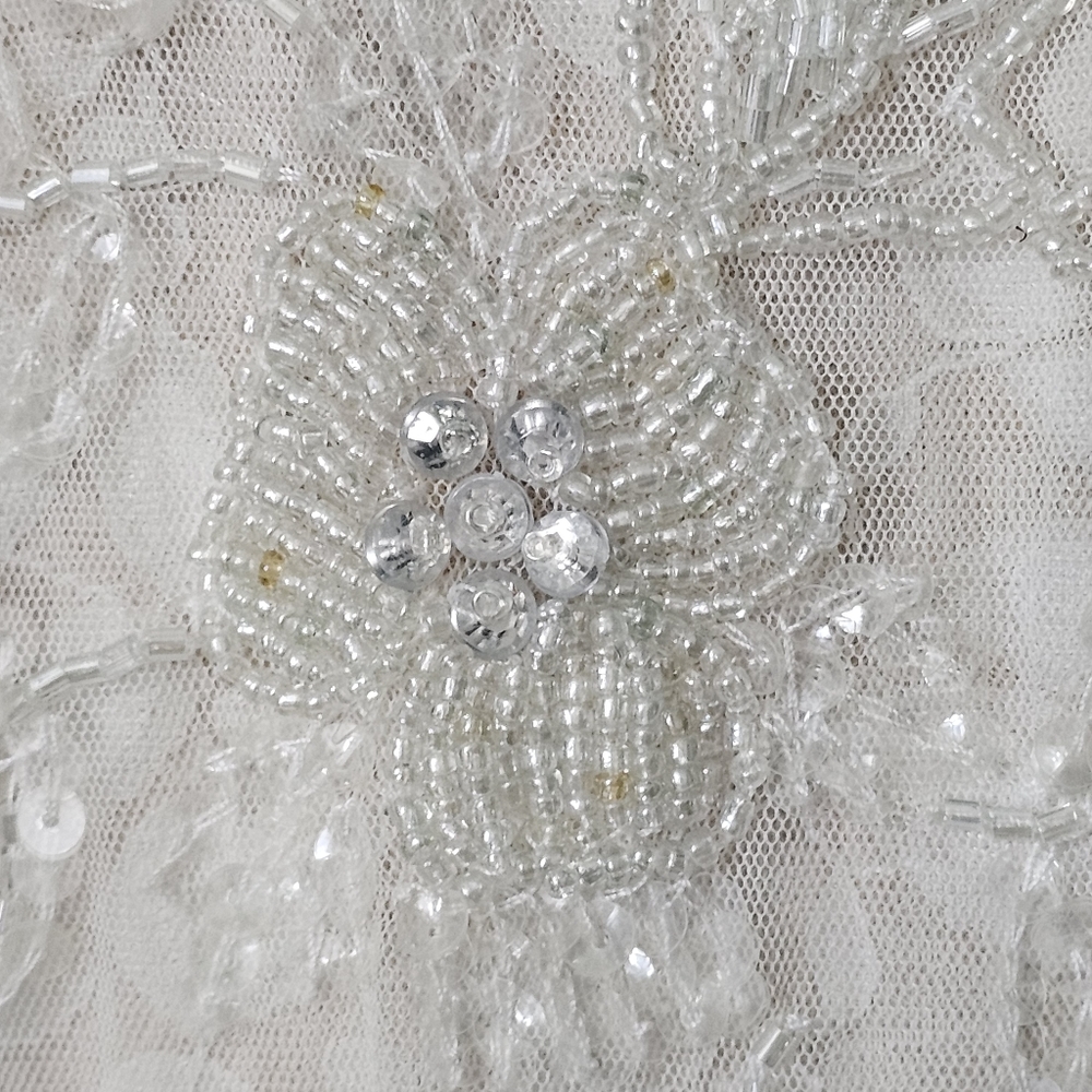 MAC DUGGAL Long Sleeve Foral Embellished White Wedding Gown Bridal Dress Size 4 - Picture 10 of 11